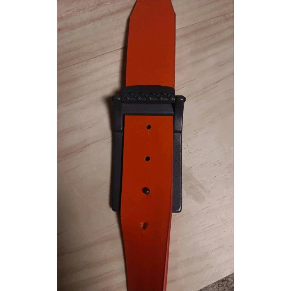 Vintage Oakley Metal Belt Buckle Golf With Distressed Orange Belt